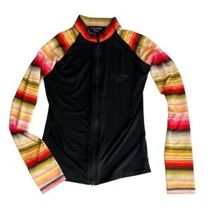 Billabong Core Surf Dayz Long Sleeve Zip Front Rashguard Girls Size Medi…